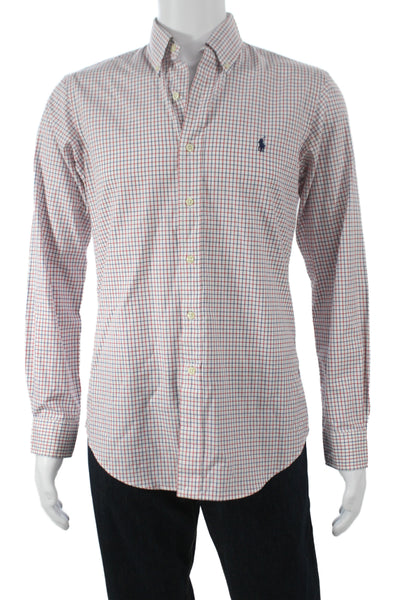 Ralph Lauren Mens Collard Cotton Striped button up Shirt Red Size S