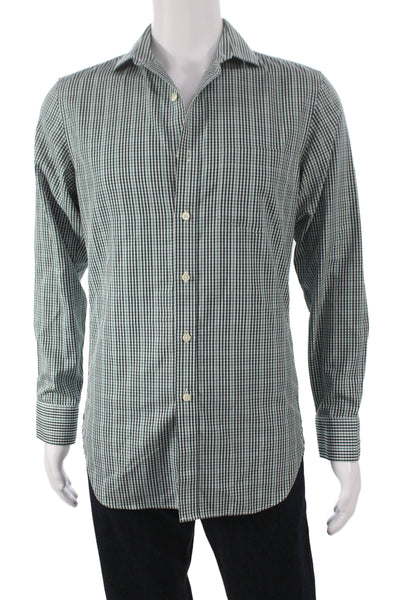J Crew Men's Cotton Collard  Stripe Button front Shirt   Green Size S