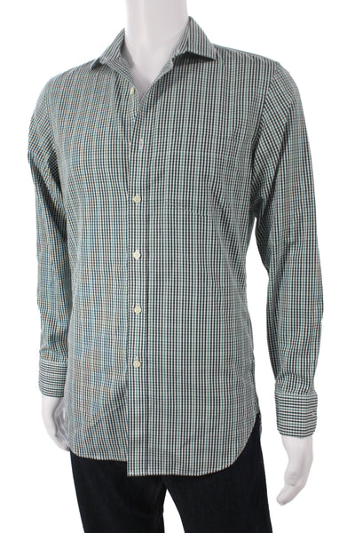 J Crew Men's Cotton Collard  Stripe Button front Shirt   Green Size S