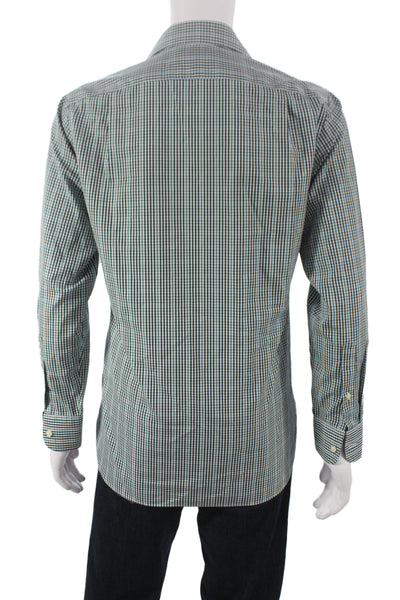 J Crew Men's Cotton Collard  Stripe Button front Shirt   Green Size S