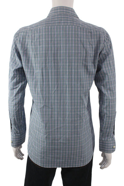 J Crew Men's Cotton Collard  Stripe Button front Shirt    Blue Size S