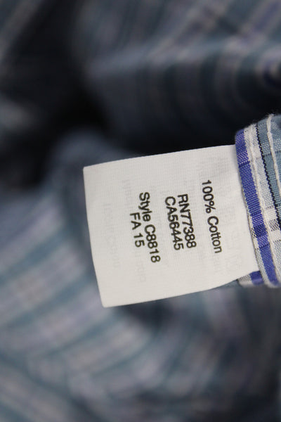 J Crew Men's Cotton Collard  Stripe Button front Shirt    Blue Size S