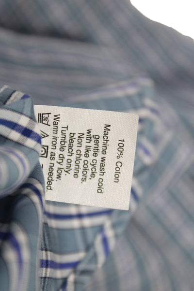 J Crew Men's Cotton Collard  Stripe Button front Shirt    Blue Size S