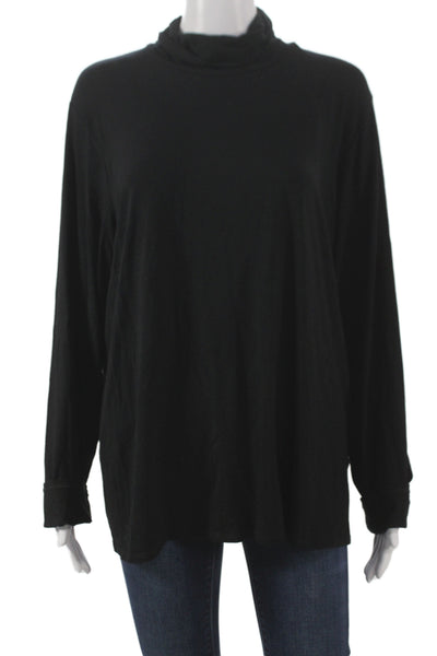 Eileen Fisher Womens Tunic Mock Neck Long Sleeve Black Rayon Lycra Size 1X