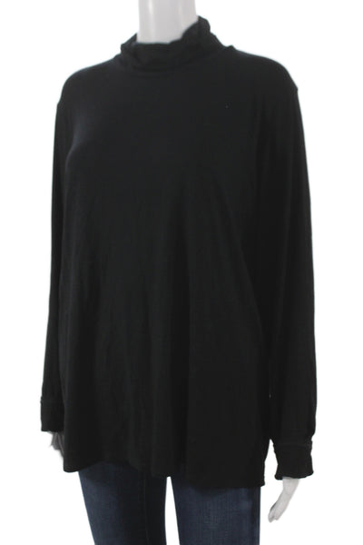 Eileen Fisher Womens Tunic Mock Neck Long Sleeve Black Rayon Lycra Size 1X