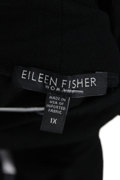 Eileen Fisher Womens Tunic Mock Neck Long Sleeve Black Rayon Lycra Size 1X
