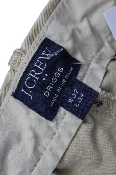 J Crew Mens Beige Chinos 100% Cotton Button Size 32