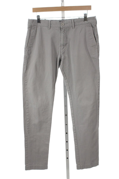 J Crew Mens Chino Pants Gray 100% Cotton Button Size 32