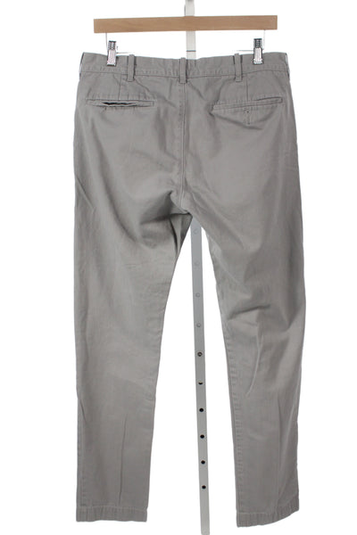 J Crew Mens Chino Pants Gray 100% Cotton Button Size 32