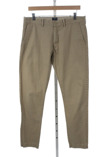 J Crew Men Chino Pants Beige 100% Cotton Button Closure Size 30