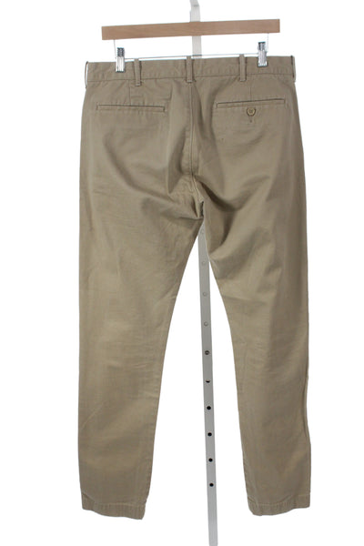 J Crew Men Chino Pants Beige 100% Cotton Button Closure Size 30