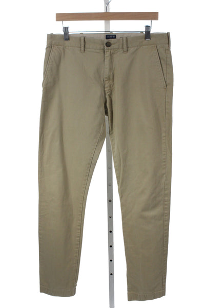 J Crew Men Chino Pants Beige 100% Cotton Button Closure Size 30