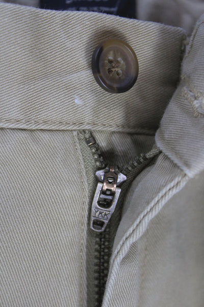 J Crew Mens Clothing Khaki Chinos Beige Button 100% Cotton Inseam 33 Size 32