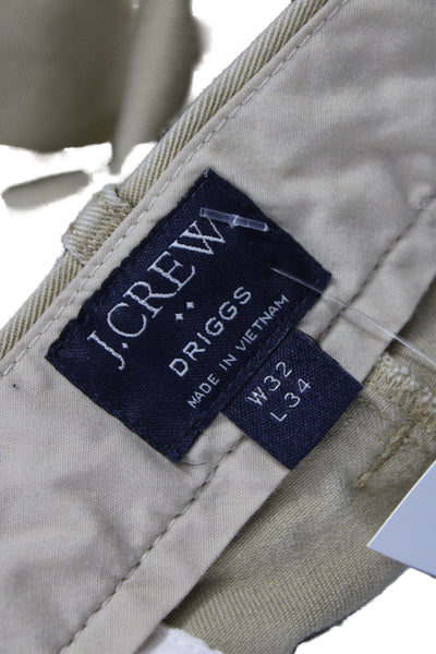 J Crew Mens Clothing Khaki Chinos Beige Button 100% Cotton Inseam 33 Size 32