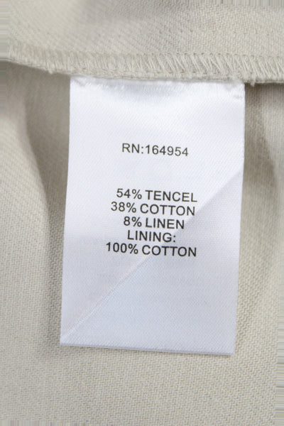 Toccin Women Collared Button-Up Short Sleeve Beige Tencel Linen Size XS