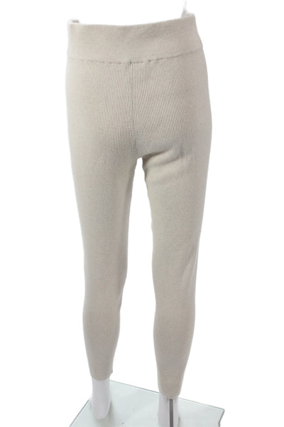 Toccin Women Ankle Cropped Leggings Beige Cotton Spandex Designer Size XS