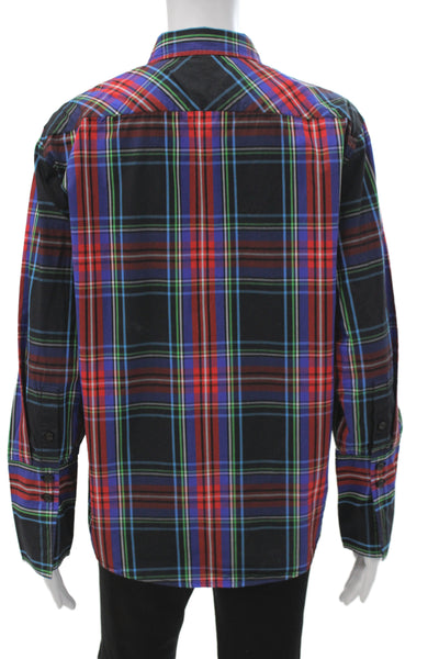 J Crew Womens Collared Plaid Black Cotton Long Sleeve Button-Up Shirt Size 4