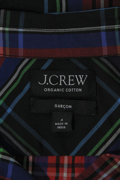 J Crew Womens Collared Plaid Black Cotton Long Sleeve Button-Up Shirt Size 4