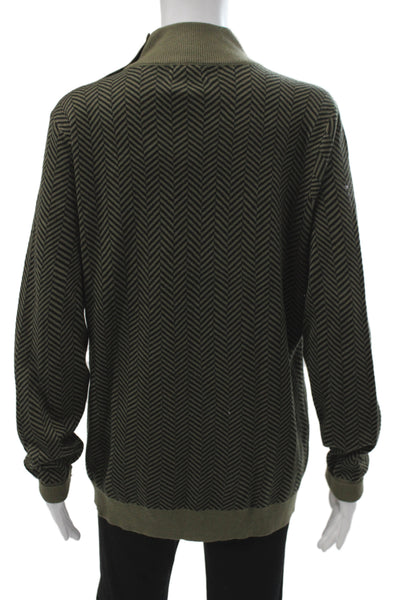 Calvin Klein Unisex Green Herringbone Mock Neck Pullover Acrylic Size L