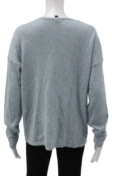 Eileen Fisher Unisex Pullover Sweater Gray V Neck Longsleeve Linen Size S