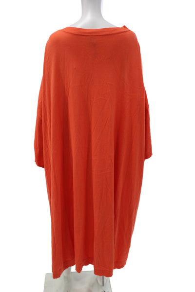 Rianna + Nina Women Orange Geometric V-Neck Midcalf Long Sleeve Kaftan Size S