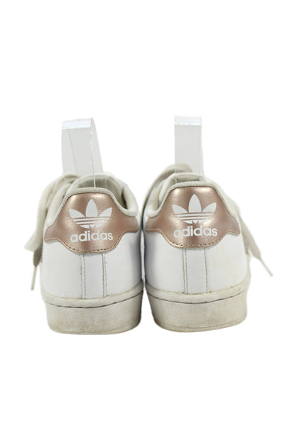 Adidas Womens Superstar Low Top Athletic Sneakers White Rosegold Size 8