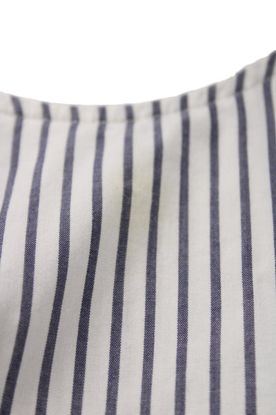 Veronica Beard Womens White Striped Cotton Button Long Sleeve Blouse Size S