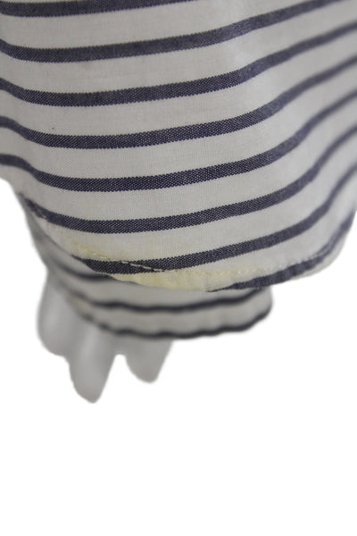 Veronica Beard Womens White Striped Cotton Button Long Sleeve Blouse Size S
