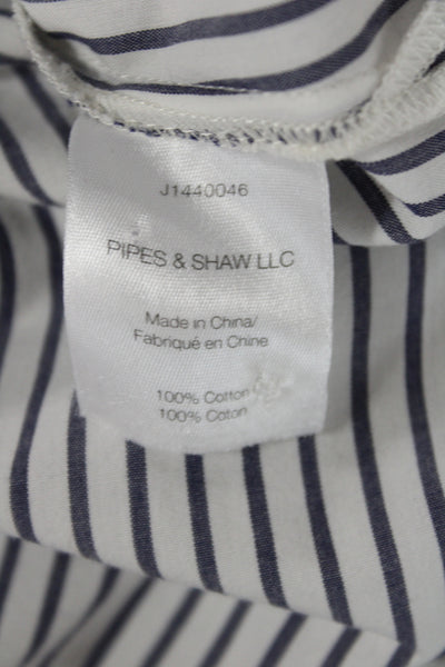 Veronica Beard Womens White Striped Cotton Button Long Sleeve Blouse Size S