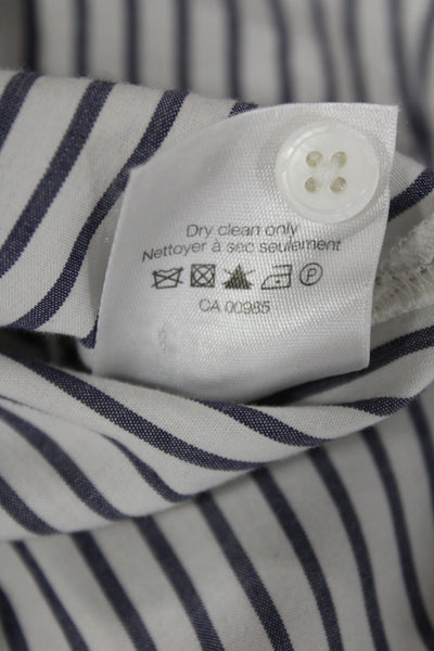 Veronica Beard Womens White Striped Cotton Button Long Sleeve Blouse Size S