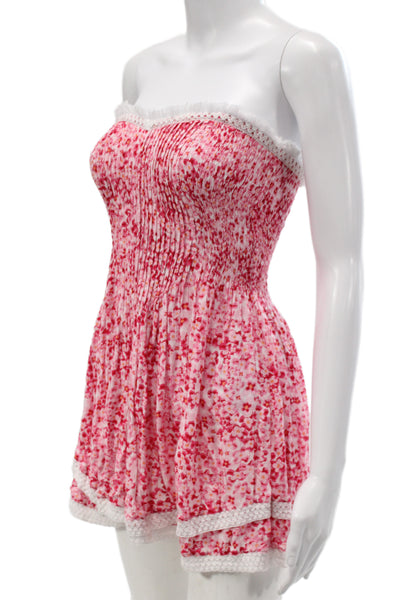 Poupette St. Barth Women Sundress Mini Pink Floral Viscose Sleeveless Size XS