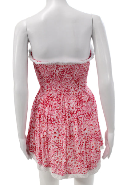 Poupette St. Barth Women Sundress Mini Pink Floral Viscose Sleeveless Size XS