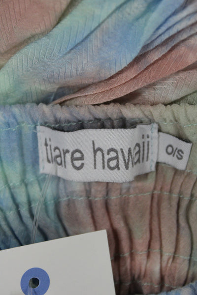 Tiare Hawaii Women Sundress Blue Rayon Sleeveless Short Beach Drawstring Size 0