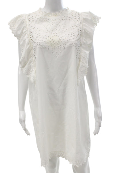 Isabel Marant Etoile Women Shift Shirt Dress White Cotton Above Knee Size 36