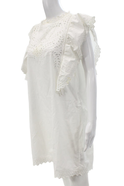 Isabel Marant Etoile Women Shift Shirt Dress White Cotton Above Knee Size 36