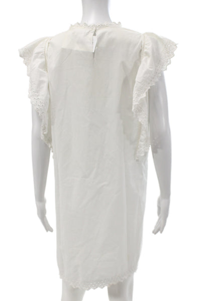 Isabel Marant Etoile Women Shift Shirt Dress White Cotton Above Knee Size 36