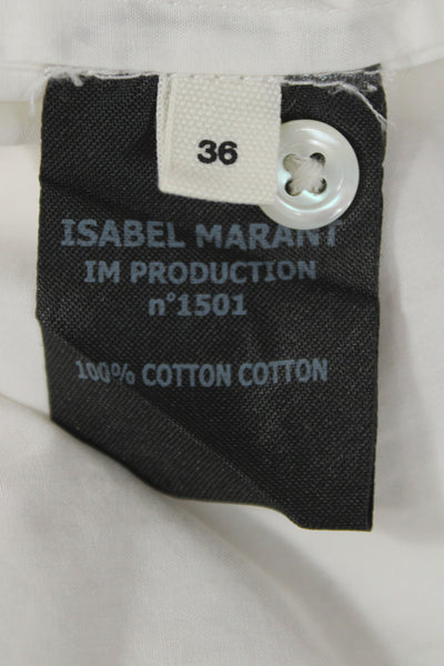Isabel Marant Etoile Women Shift Shirt Dress White Cotton Above Knee Size 36