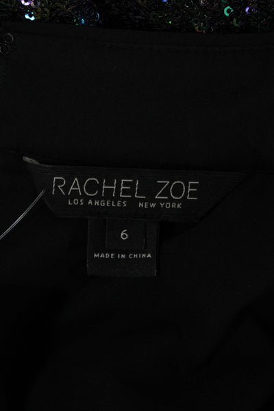 Rachel Zoe Womens Sheath Mini Dress Black Mock Neck Long Sleeve Size 6