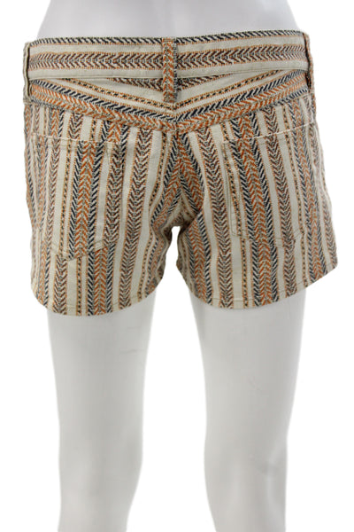 Isabel Marant Etoile Unisex Herringbone Beige Button Shorts 97% Cotton Size 40