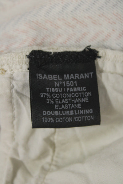Isabel Marant Etoile Unisex Herringbone Beige Button Shorts 97% Cotton Size 40