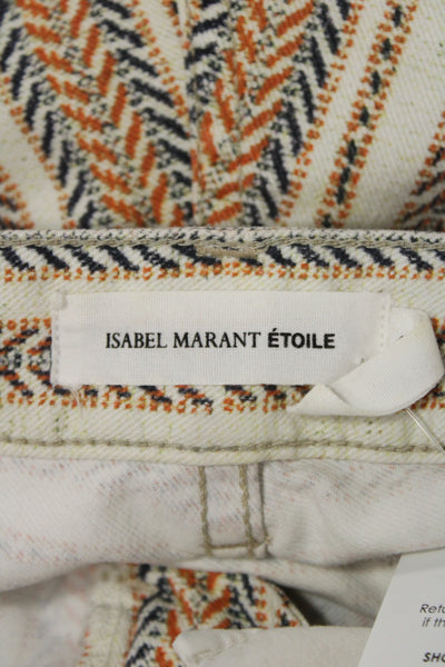 Isabel Marant Etoile Unisex Herringbone Beige Button Shorts 97% Cotton Size 40