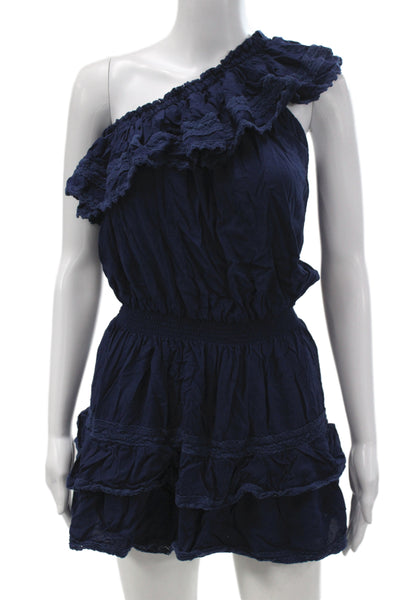 Melissa Odabash Women Dark Blue One Shoulder Romper Knee Length Size XS