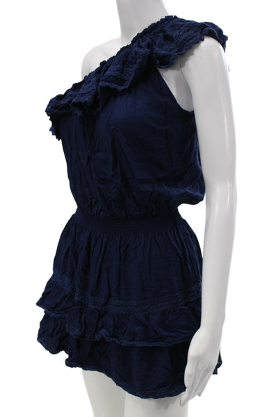 Melissa Odabash Women Dark Blue One Shoulder Romper Knee Length Size XS