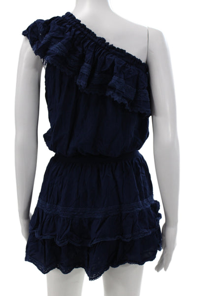 Melissa Odabash Women Dark Blue One Shoulder Romper Knee Length Size XS