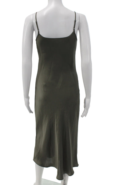 Allsaints Womens Slip Dress Green Cotton V Neck Sleeveless Full Length Size XS
