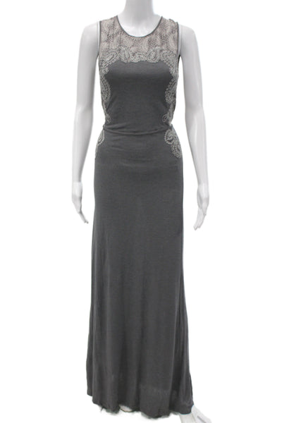 Calypso Saint Barth Women Dark Gray Paisley Maxi Bodycon Dress Viscose Size XS