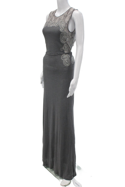 Calypso Saint Barth Women Dark Gray Paisley Maxi Bodycon Dress Viscose Size XS