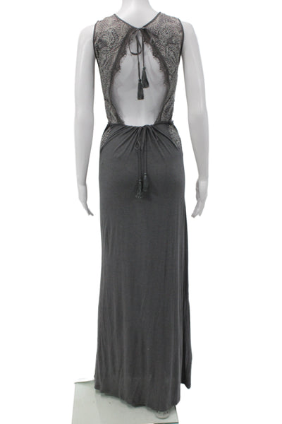 Calypso Saint Barth Women Dark Gray Paisley Maxi Bodycon Dress Viscose Size XS