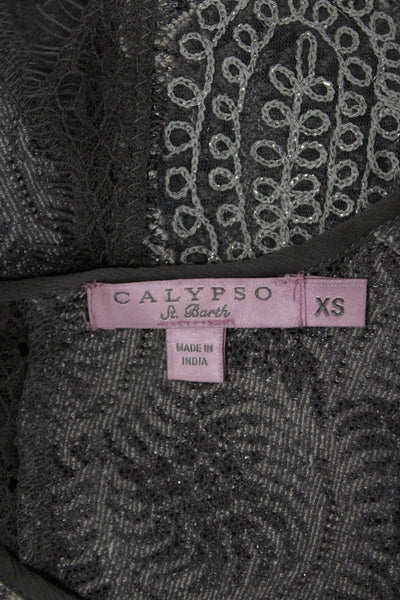 Calypso Saint Barth Women Dark Gray Paisley Maxi Bodycon Dress Viscose Size XS