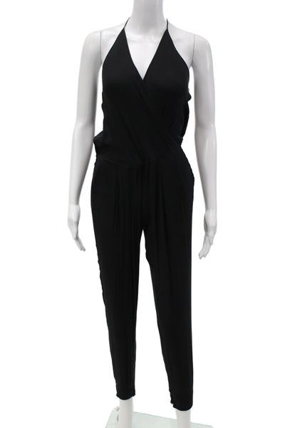 Emerson Thorpe Womens Jumpsuit Sleeveless V Neck Black Silk Spandex Size XS
